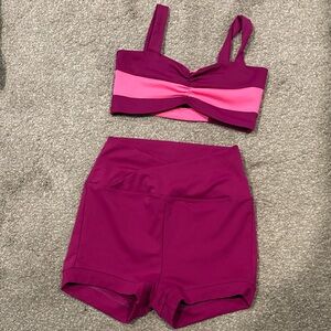 Tiger Friday Pink and Purple Two-Piece Activewear Set size adult small